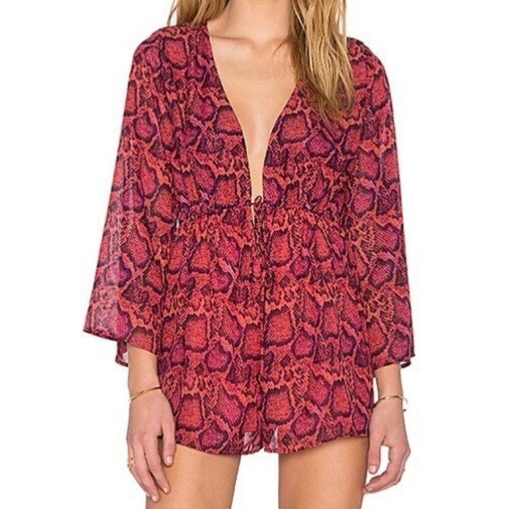 Show Me Your Mumu Red Python Print Roxy Long Slee… - image 2